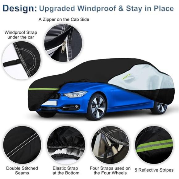 Universal Sedan Car Cover Fit for Mercedes-Benz C-Class, BMW 3 Series - Picture 3 of 7